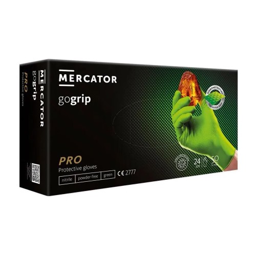 Перчатки нитриловые Mecrator Gogrip зеленые (XL 50шт)